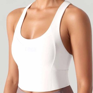 Top Deportivo Corto para Mujer, con Logotipo Personalizado OEM, Transpirable, Ligero, con <span class=keywords><strong>Tirantes</strong></span> Cruzados en la <span class=keywords><strong>Espalda</strong></span> y <span class=keywords><strong>Escote</strong></span> Redondo - Product Image 2