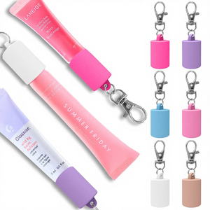 Porte-clés en silicone pour gloss à lèvres, protecteur de tube cosmétique portable avec clip, faible MOQ, livraison rapide, coloré - Product Image 1