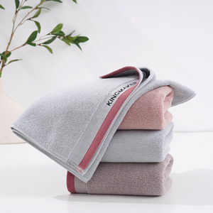 Serviette de visage adulte grise élégante nouvelle serviette de visage en coton à séchage rapide épaissie transfrontalière douce pour hôtel serviette de couple motif de couleur unie - Product Image 4