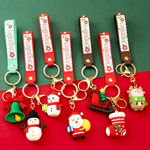 Werbe geschenke Weich plastik Anhänger Schlüssel anhänger Weihnachts puppe Glocke Schneemann Socken PVC Gummi Schlüssel bund