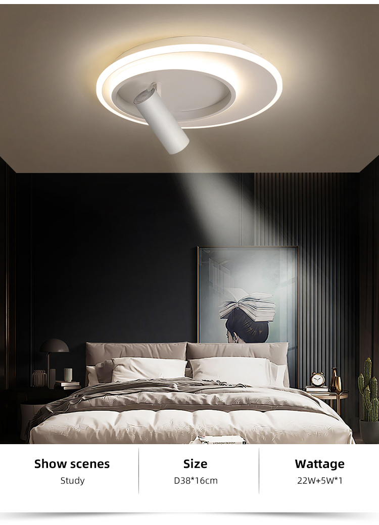 Modern Iron Acrylic Round White Benroom Home Living Room Hotel Led Ceiling Lamp