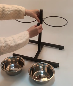 Mangkuk hewan peliharaan yang dapat dilepas dengan bingkai besi yang dapat disesuaikan mangkuk anjing yang ditinggikan ganda - Product Image 4