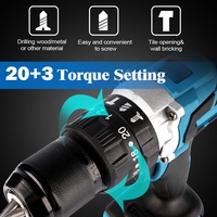 Perceuse à percussion électrique sans balais 3 en 1 Tournevis sans fil 13mm 20 + 3 Torque DIY Household Power Tool pour Makita 18V Battery