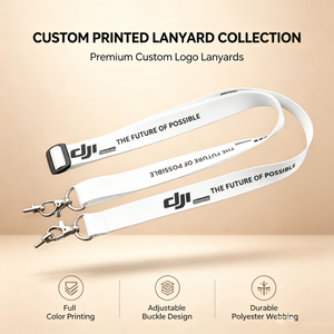 Lanière de cou personnalisable de qualité supérieure, souple, avec logo, longueur réglable, glissière avec verrou en plastique pour les entreprises - Product Image 1