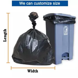 50 Pcs/Set Big Capacity 15gallon- 60gallon Flat Opening Trash Bags With Big Plastic Garden Waste Rubbish Garbage Bag