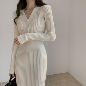 Guangzhou Auyan Robe pull longue en tricot décontractée pour femmes Vêtements au genou Silhouette ample Taille naturelle pour la <span class=keywords><strong>saison</strong></span> de <span class=keywords><strong>printemps</strong></span> - Product Image 5