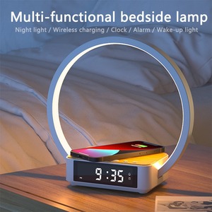 YONGZE Chargeur sans fil rapide pour mobile, Lampe de bureau avec protection oculaire, Lampe de réveil, Réveil, Veilleuse, Lampe de chevet, Cadeau - Product Image 1
