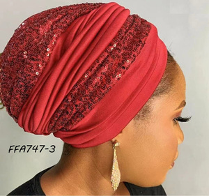 Colección 2025, turbante africano con cuentas, sombrero de fiesta para <span class=keywords><strong>mujer</strong></span>, Auto Gele, Nigeria, escena de playa de negocios para eventos al aire libre - Product Image 4