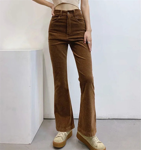 Wholesale <strong>High</strong> End <strong>Corduroy</strong> Flared Pant <strong>Women</strong> <strong>Trousers</strong> <strong>High</strong> <strong>Waist</strong> Trendy Casual Pants - Product Image 5
