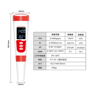 Medidor de agua de alta precisión tipo bolígrafo cuatro en uno para TDS <span class=keywords><strong>PH</strong></span> EC TEMP - Product Image 3