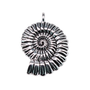 Pendentif en alliage de zinc bronze antique, forme coquille d'ammonite côtelée, 36x27mm, pour bouquet de mariage à la plage - Product Image 5