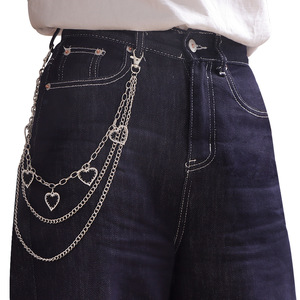 โซ่คล้องกางเกงรูปหัวใจ ทำจากโลหะผสมสังกะสี หลายชั้น ประดับด้วยคริสตัลแบบกลวง สำหรับสวมใส่ในชีวิตประจำวัน เครื่องประดับแฟชั่นสไตล์พังก์ - Product Image 2