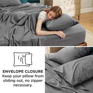 Juego de sábanas de algodón puro 100% personalizado para cama, juego de sábanas de algodón liso para colores desviados de Hotel - Product Image 2