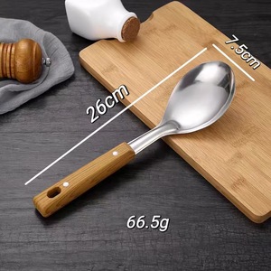 Espátula de acero inoxidable con <span class=keywords><strong>mango</strong></span> largo, <span class=keywords><strong>mango</strong></span> de plástico resistente al calor, anti-quemaduras, para uso doméstico, para freír, cuchara para sopa, colador - Product Image 6