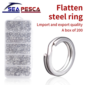 Paquete de 200 unidades de aparejos de pesca de acero inoxidable, anillo dividido plano, anillo a presión de doble bucle, gancho, señuelo, conector giratorio con caja de plástico - Product Image 2