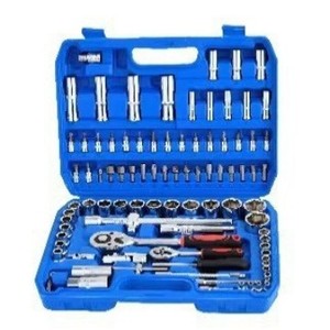 Ensemble d'outils de réparation de turbines à vapeur en acier au chrome-vanadium de 94 pièces, comprenant des clés à cliquet, des embouts et des accessoires ; Disponible en Perle - Product Image 1