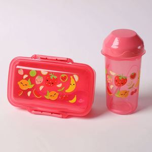 Children's Plastic <b>Lunch</b> Box Water Cup <b>Set</b> Food Grade Portable Bento Box with Tableware Solid Color - Product Image 2