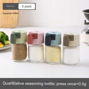 Ensemble de 4 pots à épices en plastique de 180 ml, type presse, 0,5 g, pour sel, poivre, herbes et épices, ensemble de bouteilles - Product Image 5