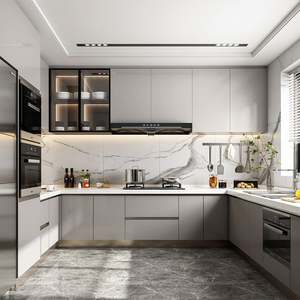 Meubles de cuisine complets en Chine, design modulaire personnalisé, éthiopien, simple, moderne, sans poignée, moderne - Product Image 2