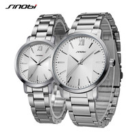 Montres de luxe SINOBI pour hommes et femmes, cadran de 40 mm, bracelet en acier inoxydable, cadran en verre, mouvement à quartz japonais, montre de couple