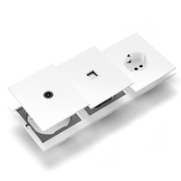Enchufe de Pared WESA, Enchufe Europeo, Enchufe Múltiple para TV con RJ45 Ethernet, Enchufe Doble para el Hogar, Combinación Libre, Diseño Moderno de Lujo