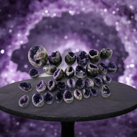 Vente en gros de grappes d'œufs d'améthyste polies et de formes de grottes de cristal pour l'art DIY, les objets de collection et les cadeaux de guérison