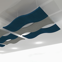 Plafond suspendu acoustique décoratif PET à absorption acoustique Panneau de nuages Baffles acoustiques en fibre de polyester Carreaux de plafond acoustiques