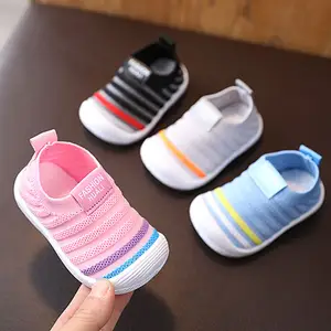 2023 봄 가을 통기성 신생아 아기 첫 번째 단계 미끄럼 방지 아기 소녀 유아 신발 고무 밑창 캐주얼 바닥 양말 신발