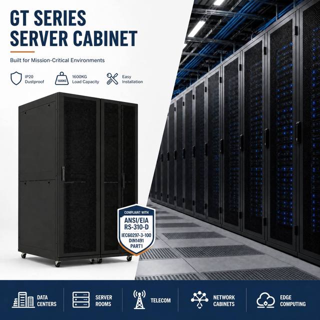 Otrans 77.85% High Ventilation 42U 47U 19" Server Rack Floor Standing Data Center Cabinet Perforated Mesh Door Industrial Grade