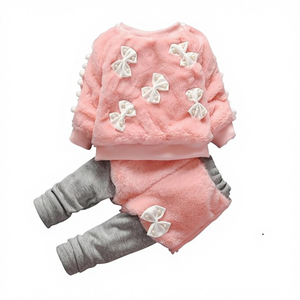 Newest Coat and <b>Tutu</b> Children Knitted Cotton Outfit for Baby Girl Winter Warm Outfit Set with Bow - Product Image 1