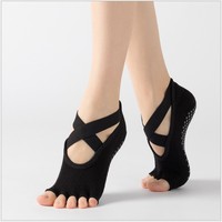 Chaussettes sans orteil pour femmes Open Toe Non Slip Grip Socks for Dance Pilates Barre Ballet Yoga
