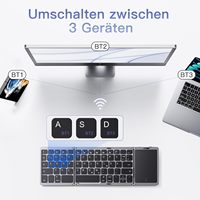 Teclado plegable súper delgado de tres velocidades, recargable, portátil, inalámbrico, con panel táctil para tabletas