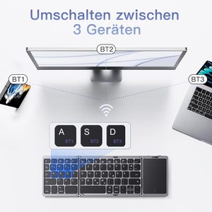 Super slim three-speed folding keyboard rechargeable portable wireless folding keyboard with touchpad for <b>tablets</b> - Product Image 3