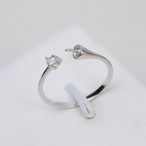 Anillo Abierto de Plata Coreana S925 Wenchi para Mujer, Modelo 17001, Anillo de Perlas Redondas Semiterminado para Perlas de Agua Dulce y Perlas de Arroz - Product Image 2