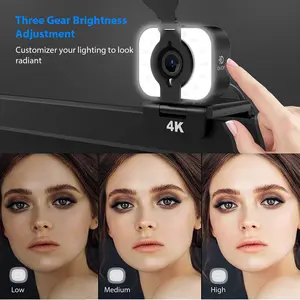 Webcam Full Hd 4K HD Computer PC USB Camera 4K Web Cam With Light And Microphone