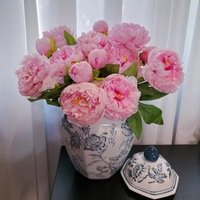 62Cm 2-Head Realistische Pioen Koning Kunstbloem Rijke Bruiloft Zijde Bloem Diy Arrangement Bloem Decoratie Ornament