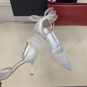 Nouvelles sandales élégantes pour femmes 2026 à talons aiguilles ornées de strass, avec détails <span class=keywords><strong>en</strong></span> maille <span class=keywords><strong>et</strong></span> nœud, idéales pour mariages <span class=keywords><strong>et</strong></span> soirées - Product Image 4