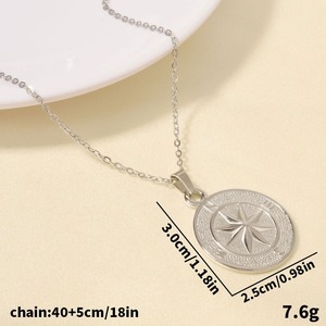 सोना 304 स्टेनलेस स्टील कंपास हार नॉटिकल नेविगेशन स्टार पदक लिंक चेन - Product Image 4