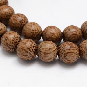 Cuentas de madera de coco natural <span class=keywords><strong>Pandahall</strong></span> redondas marrones con diseño único de coco - Product Image 2