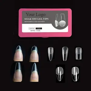 Express Nails 500Pcs/box Oval Stiletto Almond Square Coffin French False Soak Off Gel Nail Tips American Capsule