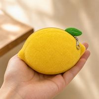 Porte-monnaie en peluche personnalisé en forme de citron, pochette intégrale en forme de citron avec fermeture éclair en forme de feuille, cadeau pour enfants, OEM ODM
