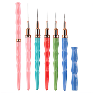 Nouveau style – Stylo portable en plastique pour nail art, <span class=keywords><strong>dessin</strong></span> <span class=keywords><strong>de</strong></span> lignes, lot <span class=keywords><strong>de</strong></span> 5 couleurs macaron pour la peinture - Product Image 6