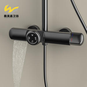 Grifo de Ducha Termostático de Cobre, Color Gris Metálico, con Rociador Superior, Mezclador de Agua Fría y Caliente, Montado en la Pared, para Baño - Product Image 5