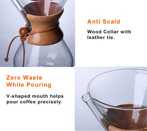 Cafetera de Goteo Pour Over Elegante Jarra <span class=keywords><strong>Chemex</strong></span> de Vidrio para Café y Té con Filtro de Acero Inoxidable - Product Image 5