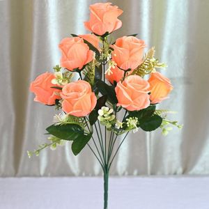 Vente d'usine Fleurs artificielles 9 têtes <span class=keywords><strong>Rose</strong></span> en soie Fleur bon marché Décoration <span class=keywords><strong>Bouquet</strong></span> <span class=keywords><strong>de</strong></span> fleurs - Product Image 4