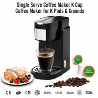Machine à café à portion individuelle compacte pour dosettes K-Cup et café moulu, idéale pour la maison, le bureau et l'hôtel