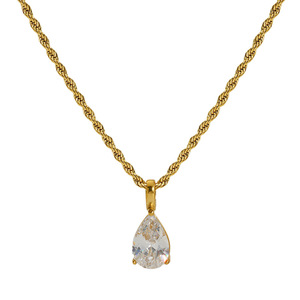 Zogxin Teardrop Rhinestone Pendant Necklace 18K Gold Plated Stainless Steel Party Jewelry Women's Fashion Necklace - Product Image 5
