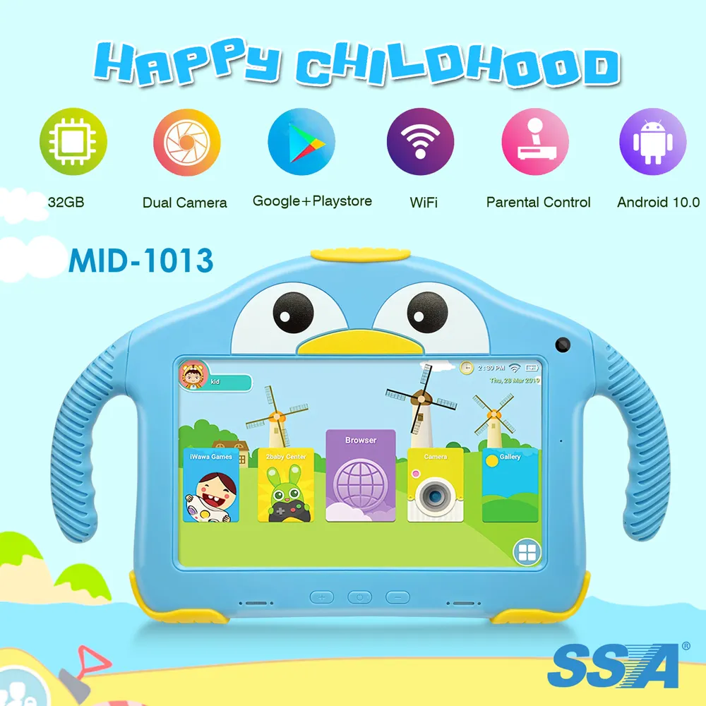 Tablet con Display completo più venduti per Tablet WiFi per bambini custodia morbida antiurto e a prova di bambino Quad core da 7 pollici 1024x600