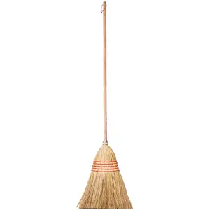 Indoor Outdoor with Wood Handle Parlor Natural Whisk Sweeping Rice Straw Broom