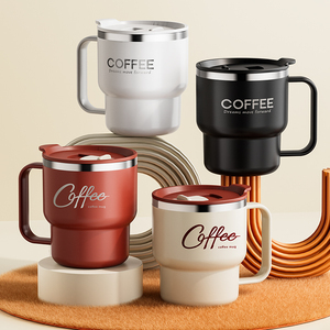Tasse à café isotherme à double paroi en acier inoxydable 304 avec poignée, portable, anti-fuite, pour étudiants, pour eau, lait et café - Product Image 1